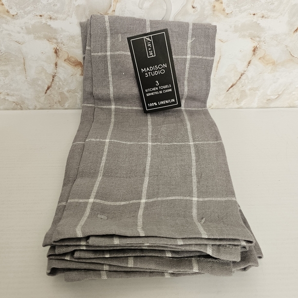 Madison Studio 100% Linen Kitchen Towel Set of 3 - Picture 2 of 7